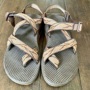Women’s Brown Chacos with Peach Flower Details